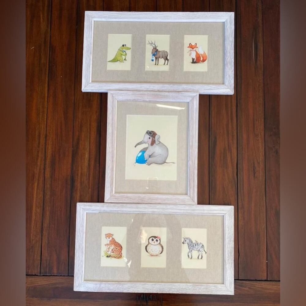 Forest Animals Framed Matte Watercolor Print Heavy Frame Art Prints 12” High